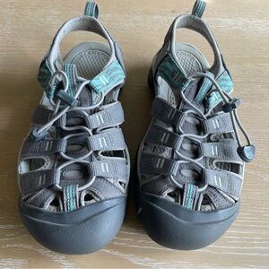 Gray and Teal Outdoor Sandals